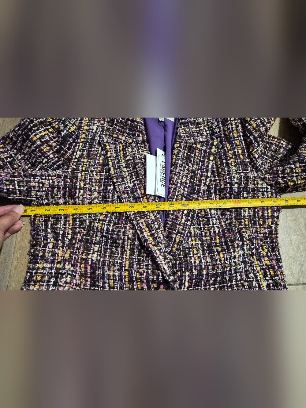 Nwt L'AGENCE Chamberlain Purple Multi Tweed Single-Button Blazer Size 8 - Picture 14 of 14